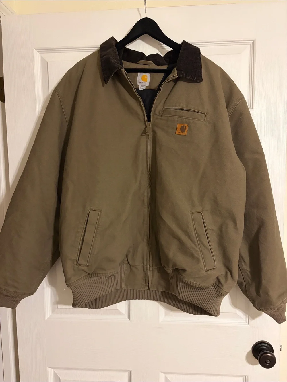 Vintage Carhartt Bankston Sandstone Canvas Bomber Jacket Brown 101228 3XL